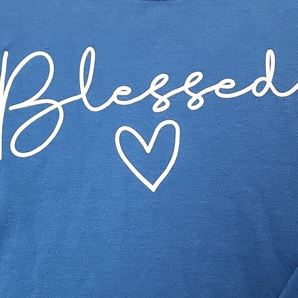 Blue “Blessed” Sweatshirt – Size Medium - Picture 4 of 5